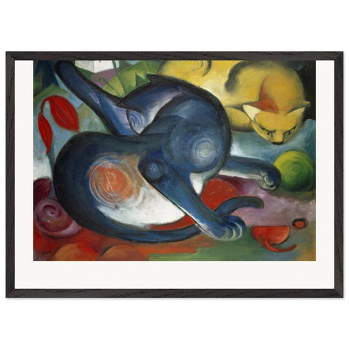 Two cats, blue and yellow (1912) by Franz Marc. Archival Print on Museum Quality Matte Paper. Premium Wood Framed Wall Art. Original Aspect Ratio