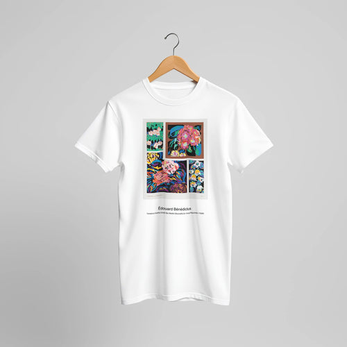 Apple Tree, Pointillist Version (1908-1909) by Piet Mondrian. Custom Print on a 100% Airlume Combed and Ring-Spun Cotton Unisex Crewneck T-shirt Original Aspect Ratio