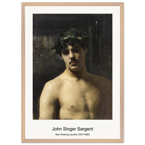 Man Wearing Laurels (1874-1880) by John Singer Sargent. Archival Print on Museum Quality Matte Paper. Premium Wood Framed Wall Art. Original Aspect Ratio