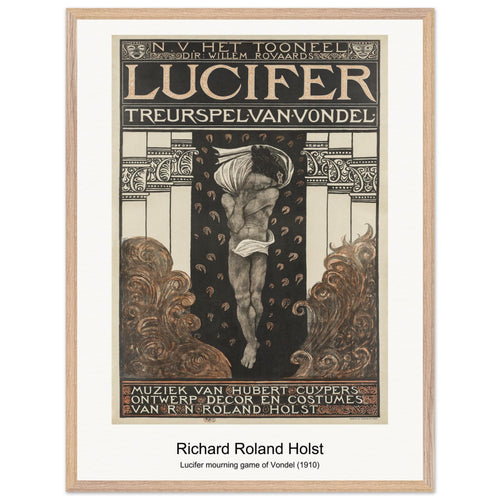 Lucifer mourning game of Vondel (1910) by Richard Roland Holst. Archival Print on Museum Quality Matte Paper. Premium Wood Framed Wall Art. Optimised Aspect Ratio.