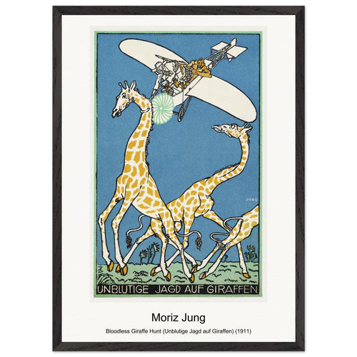 Bloodless Giraffe Hunt (Unblutige Jagd auf Giraffen) (1911) by Moriz Jung. Archival Print on Museum Quality Matte Paper. Premium Wood Framed Wall Art. Original Aspect Ratio