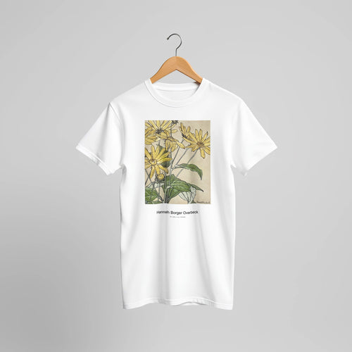 Sunflowers (1915) by Hannah Borger Overbeck. Custom Print on a 100% Airlume Combed and Ring-Spun Cotton Unisex Crewneck T-shirt Original Aspect Ratio