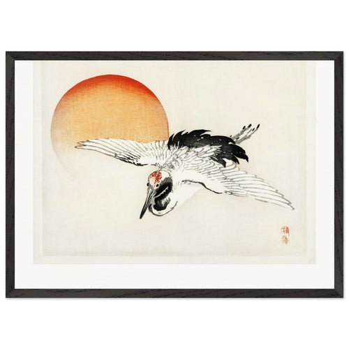 Flying crane (1913) by Kōno Bairei. Archival Print on Museum Quality Matte Paper. Premium Wood Framed Wall Art. Original Aspect Ratio