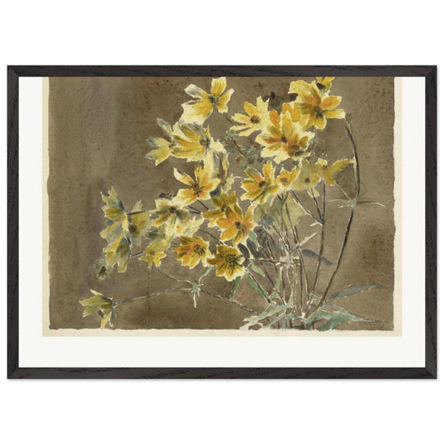 Yellow Flower with Border (1915) by Hannah Borger Overbeck. Archival Print on Museum Quality Matte Paper. Premium Wood Framed Wall Art. Original Aspect Ratio