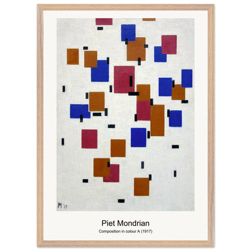 Composition in colour A (1917) by Piet Mondrian. Archival Print on Museum Quality Matte Paper. Premium Wood Framed Wall Art. Optimised Aspect Ratio.