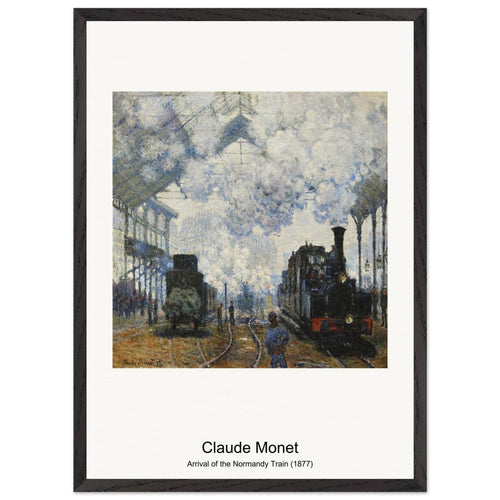 Arrival of the Normandy Train (1877) by Claude Monet. Archival Print on Museum Quality Matte Paper. Premium Wood Framed Wall Art. Original Aspect Ratio