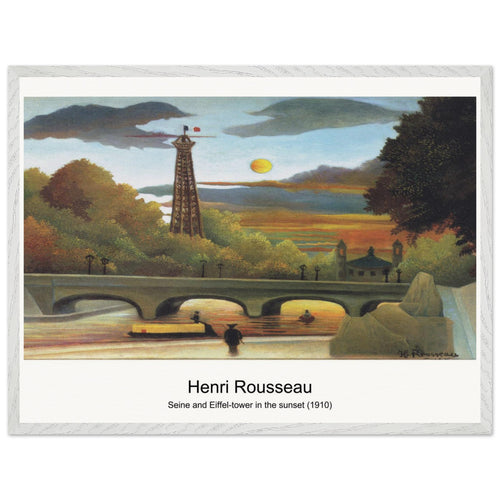 Seine and Eiffel-tower in the sunset (1910) by Henri Rousseau. Archival Print on Museum Quality Matte Paper. Premium Wood Framed Wall Art. Optimised Aspect Ratio.