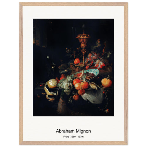 Fruits (1660 - 1679) by Abraham Mignon. Archival Print on Museum Quality Matte Paper. Premium Wood Framed Wall Art. Original Aspect Ratio