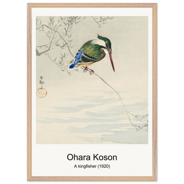A kingfisher (1920) by Ohara Koson. Archival Print on Museum Quality Matte Paper. Premium Wood Framed Wall Art. Original Aspect Ratio