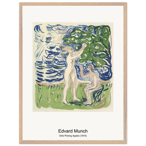 Girls Picking Apples (1915) by Edvard Munch. Archival Print on Museum Quality Matte Paper. Premium Wood Framed Wall Art. Original Aspect Ratio