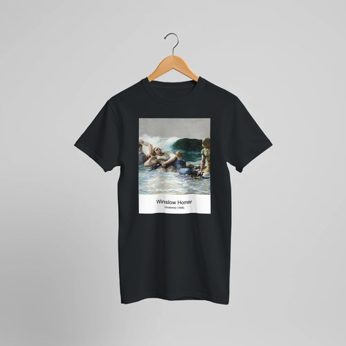 Sailing off Gloucester (ca. 1880) by Winslow Homer. Custom Print on a 100% Airlume Combed and Ring-Spun Cotton Unisex Crewneck T-shirt Optimised Aspect Ratio.