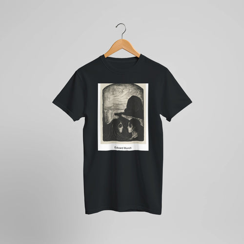Attraction I (1896) by Edvard Munch. Custom Print on a 100% Airlume Combed and Ring-Spun Cotton Unisex Crewneck T-shirt Optimised Aspect Ratio.