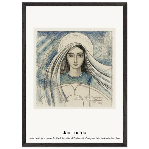Detailed design of a woman's head for a poster for the International Eucharistic Congress held in Amsterdam from 22-27 July 1924 (1924) by Jan Toorop. Archival Print on Museum Quality Matte Paper. Premium Wood Framed Wall Art. Original Aspect Ratio