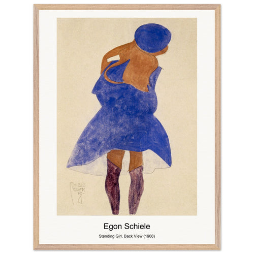 Standing Girl, Back View (1908) by Egon Schiele. Archival Print on Museum Quality Matte Paper. Premium Wood Framed Wall Art. Optimised Aspect Ratio.