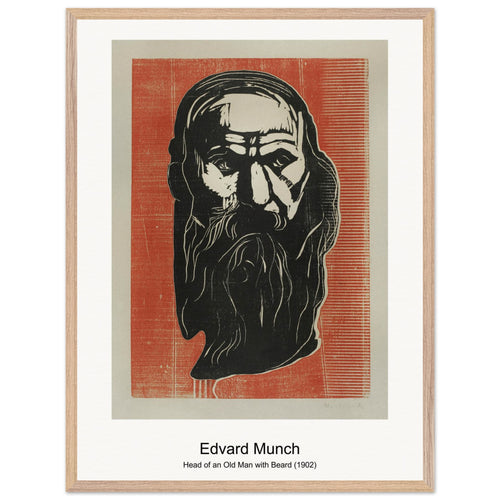 Head of an Old Man with Beard (1902) by Edvard Munch. Archival Print on Museum Quality Matte Paper. Premium Wood Framed Wall Art. Original Aspect Ratio