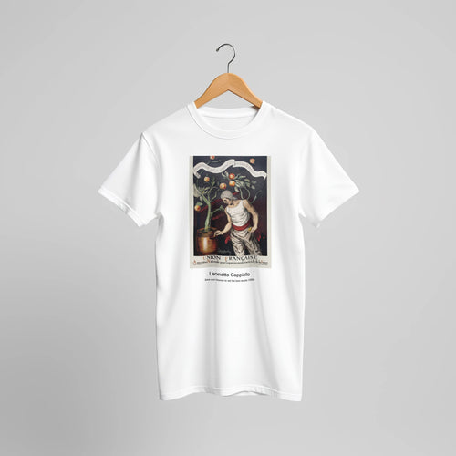 Louise Balthy at the Folies-Bergères (1902) by Leonetto Cappiello. Custom Print on a 100% Airlume Combed and Ring-Spun Cotton Unisex Crewneck T-shirt Original Aspect Ratio