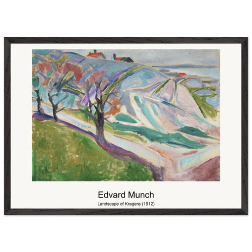 Landscape of Kragerø (1912) by Edvard Munch. Archival Print on Museum Quality Matte Paper. Premium Wood Framed Wall Art. Original Aspect Ratio