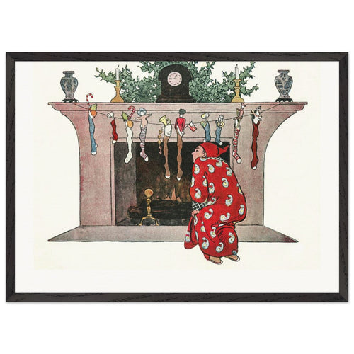 And Giving a Nod, Up the Chimney He Rose (1935) by Jessie Wilcox Smith. Archival Print on Museum Quality Matte Paper. Premium Wood Framed Wall Art. Original Aspect Ratio