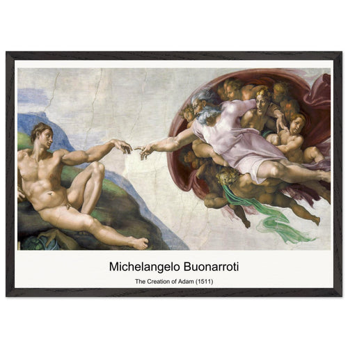 The Creation of Adam (1511) by Michelangelo Buonarroti. Archival Print on Museum Quality Matte Paper. Premium Wood Framed Wall Art. Optimised Aspect Ratio.