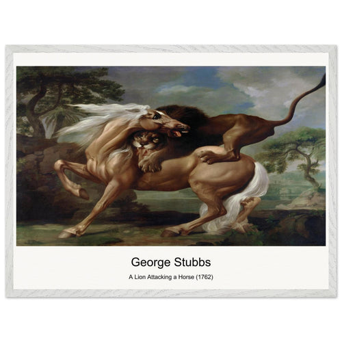 A Lion Attacking a Horse (1762) by George Stubbs. Archival Print on Museum Quality Matte Paper. Premium Wood Framed Wall Art. Optimised Aspect Ratio.