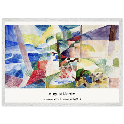 Landscape with children and goats (1913) by August Macke. Archival Print on Museum Quality Matte Paper. Premium Wood Framed Wall Art. Optimised Aspect Ratio.