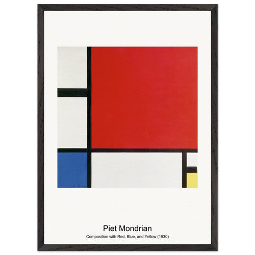 Composition with Red, Blue, and Yellow (1930) by Piet Mondrian. Archival Print on Museum Quality Matte Paper. Premium Wood Framed Wall Art. Original Aspect Ratio