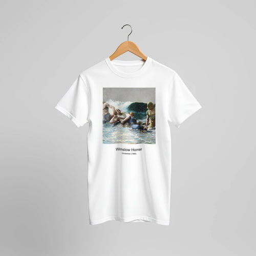 Sunlight and Shadow (1872) by Winslow Homer. Custom Print on a 100% Airlume Combed and Ring-Spun Cotton Unisex Crewneck T-shirt Original Aspect Ratio