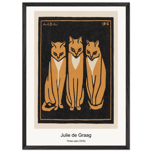 Three cats (1916) by Julie de Graag. Archival Print on Museum Quality Matte Paper. Premium Wood Framed Wall Art. Optimised Aspect Ratio.