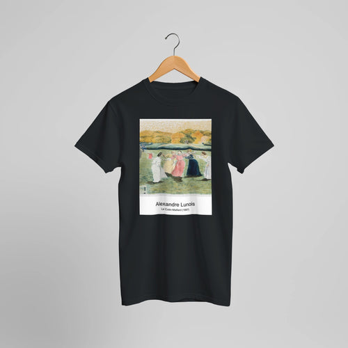 Le Colin-Maillard (1897) by Alexandre Lunois. Custom Print on a 100% Airlume Combed and Ring-Spun Cotton Unisex Crewneck T-shirt Optimised Aspect Ratio.