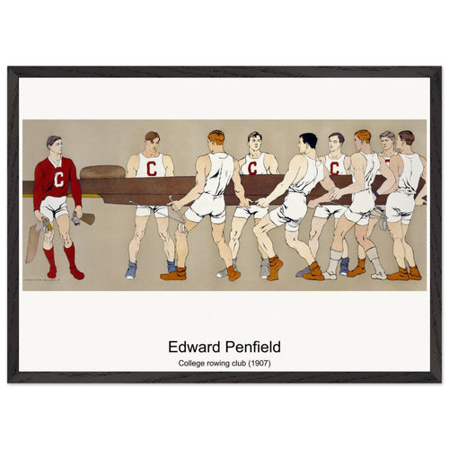 College rowing club (1907) by Edward Penfield. Archival Print on Museum Quality Matte Paper. Premium Wood Framed Wall Art. Original Aspect Ratio