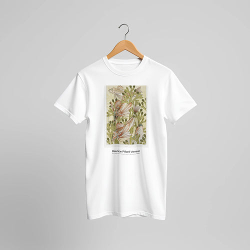 Rouget from L'animal dans la décoration (1897) by Maurice Pillard Verneuil. Custom Print on a 100% Airlume Combed and Ring-Spun Cotton Unisex Crewneck T-shirt Original Aspect Ratio