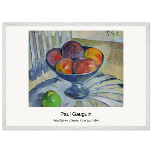 Fruit Dish on a Garden Chair (ca. 1890) by Paul Gauguin. Archival Print on Museum Quality Matte Paper. Premium Wood Framed Wall Art. Original Aspect Ratio