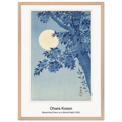 Blossoming Cherry on a Moonlit Night (1932) by Ohara Koson. Archival Print on Museum Quality Matte Paper. Premium Wood Framed Wall Art. Original Aspect Ratio