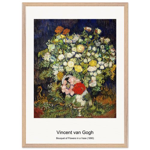 Bouquet of Flowers in a Vase (1890) by Vincent van Gogh. Archival Print on Museum Quality Matte Paper. Premium Wood Framed Wall Art. Original Aspect Ratio