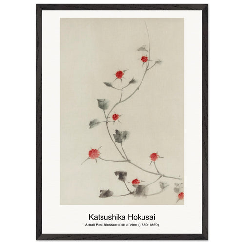 Small Red Blossoms on a Vine (1830-1850) by Katsushika Hokusai. Archival Print on Museum Quality Matte Paper. Premium Wood Framed Wall Art. Original Aspect Ratio