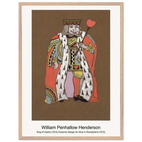 King of Hearts (1915) Costume Design for Alice in Wonderland (1915) by William Penhallow Henderson. Archival Print on Museum Quality Matte Paper. Premium Wood Framed Wall Art. Optimised Aspect Ratio.