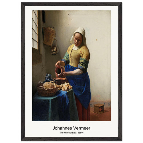 The Milkmaid (ca. 1660) by Johannes Vermeer. Archival Print on Museum Quality Matte Paper. Premium Wood Framed Wall Art. Optimised Aspect Ratio.