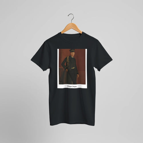 Achille De Gas in the Uniform of a Cadet (1856-1857) by Edgar Degas. Custom Print on a 100% Airlume Combed and Ring-Spun Cotton Unisex Crewneck T-shirt Optimised Aspect Ratio.