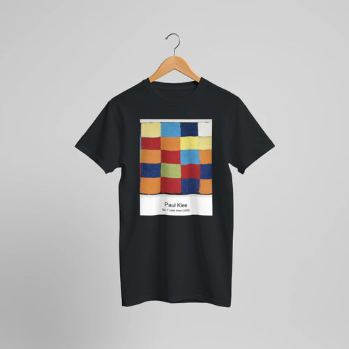 Qu 1' color chart (1930) by Paul Klee. Custom Print on a 100% Airlume Combed and Ring-Spun Cotton Unisex Crewneck T-shirt Optimised Aspect Ratio.