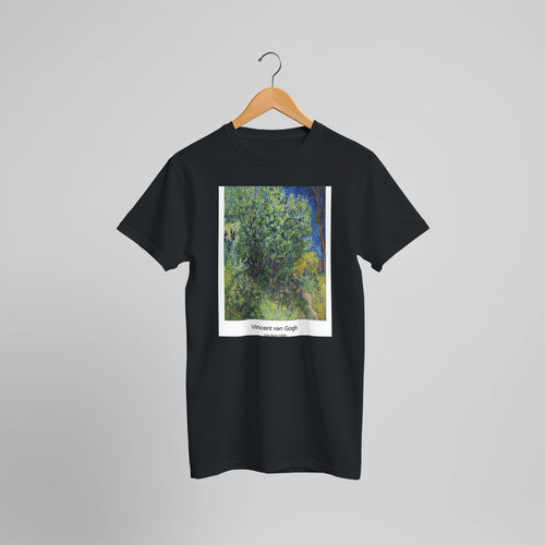 Wheatfield with Crows (1890) by Vincent van Gogh. Custom Print on a 100% Airlume Combed and Ring-Spun Cotton Unisex Crewneck T-shirt Optimised Aspect Ratio.