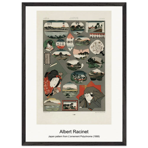 Japan pattern from L'ornement Polychrome (1888) by Albert Racinet. Archival Print on Museum Quality Matte Paper. Premium Wood Framed Wall Art. Original Aspect Ratio