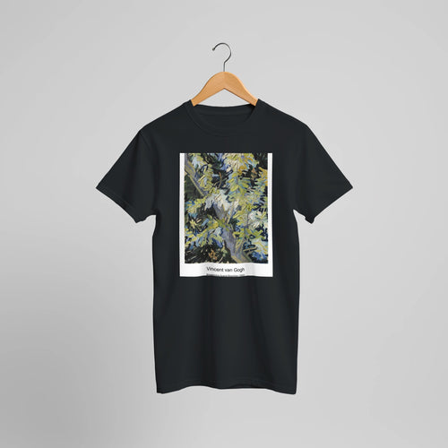 Sheaves of Wheat (1890) by Vincent van Gogh. Custom Print on a 100% Airlume Combed and Ring-Spun Cotton Unisex Crewneck T-shirt Optimised Aspect Ratio.
