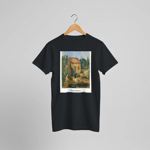 Seated Peasant (1892-1896) by Paul Cézanne. Custom Print on a 100% Airlume Combed and Ring-Spun Cotton Unisex Crewneck T-shirt Optimised Aspect Ratio.