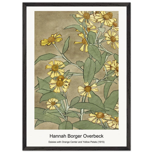 Daisies with Orange Center and Yellow Petals (1915) by Hannah Borger Overbeck. Archival Print on Museum Quality Matte Paper. Premium Wood Framed Wall Art. Optimised Aspect Ratio.