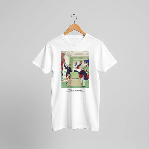 Early Foreign Photographer in Yokohama (1848-1863) by Utagawa Yoshikazu. Custom Print on a 100% Airlume Combed and Ring-Spun Cotton Unisex Crewneck T-shirt Original Aspect Ratio