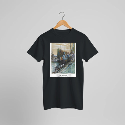 Farm near Duivendrecht (1916) by Piet Mondrian. Custom Print on a 100% Airlume Combed and Ring-Spun Cotton Unisex Crewneck T-shirt Optimised Aspect Ratio.