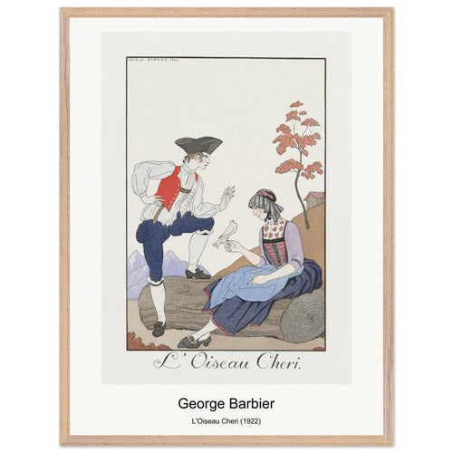 L'Oiseau Cheri (1922) by George Barbier. Archival Print on Museum Quality Matte Paper. Premium Wood Framed Wall Art. Optimised Aspect Ratio.