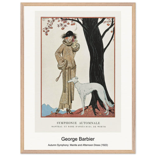 Autumn Symphony: Mantle and Afternoon Dress (1922) by George Barbier. Archival Print on Museum Quality Matte Paper. Premium Wood Framed Wall Art. Optimised Aspect Ratio.