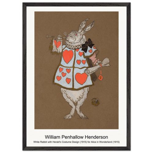 White Rabbit with Herald's Costume Design (1915) for Alice in Wonderland (1915) by William Penhallow Henderson. Archival Print on Museum Quality Matte Paper. Premium Wood Framed Wall Art. Original Aspect Ratio