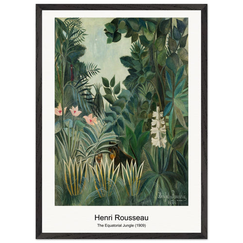 The Equatorial Jungle (1909) by Henri Rousseau. Archival Print on Museum Quality Matte Paper. Premium Wood Framed Wall Art. Optimised Aspect Ratio.